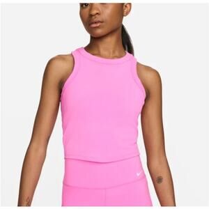 Nike Women's Playful Pink Black One Fitted Dri-FIT Cropped Tank Top Size XL